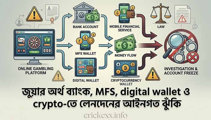 জুয়ার অর্থ ব্যাংক, MFS, digital wallet ও crypto-তে লেনদেনের আইনগত ঝুঁকি