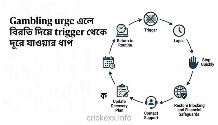 Gambling relapse-এর পর trigger চিহ্নিত করে recovery plan-এ ফিরে আসার ধাপ